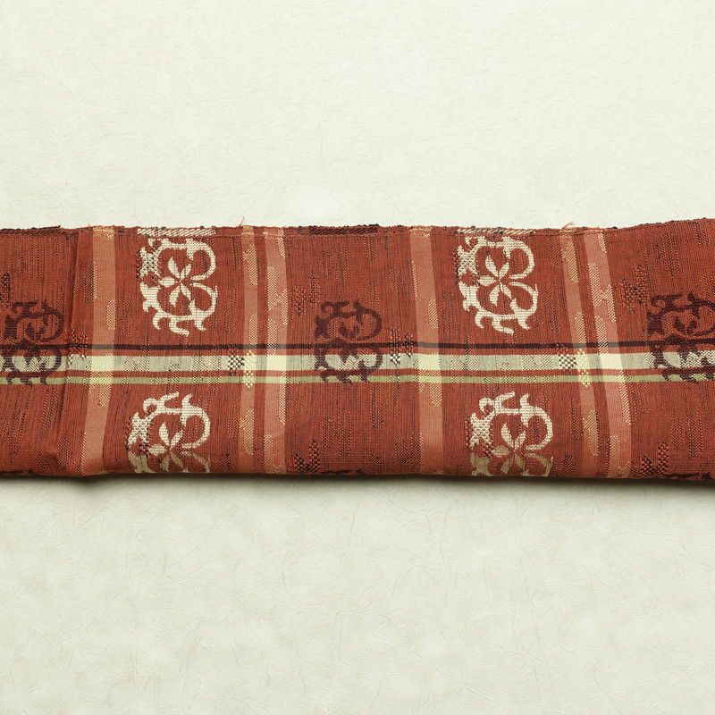 名古屋帯 六通柄 良品 正絹 幾何学柄・抽象柄 通し仕立て 帯 茶_画像14