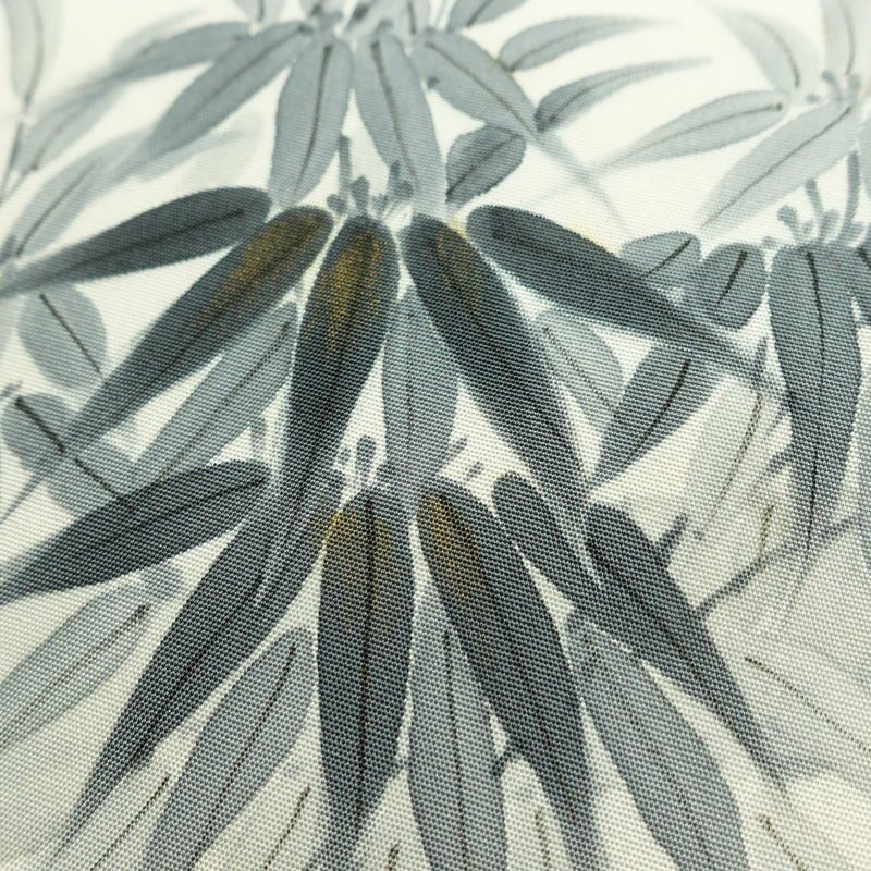 名古屋帯 太鼓柄 内山晴祥 落款入り 正絹 木の葉・植物柄 名古屋仕立て 帯 白_画像3