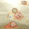 名古屋帯 太鼓柄 正絹 古典柄 名古屋仕立て 箔 金糸 帯 扇子 白_画像2