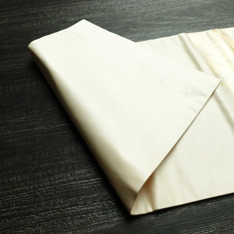 名古屋帯 太鼓柄 正絹 古典柄 名古屋仕立て 箔 金糸 帯 扇子 白_画像8