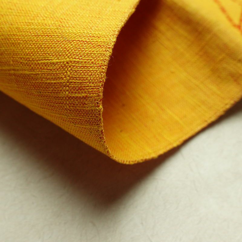 名古屋帯 太鼓柄 良品 正絹 麻の葉柄 松葉仕立て 帯 黄・黄土色_画像10