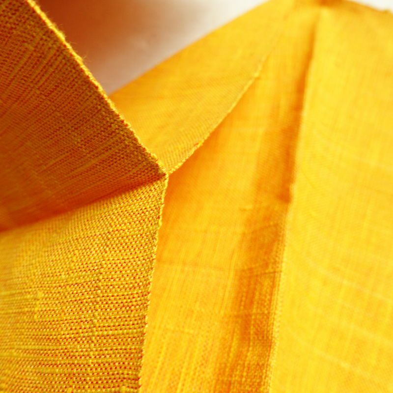 名古屋帯 太鼓柄 良品 正絹 麻の葉柄 松葉仕立て 帯 黄・黄土色_画像17