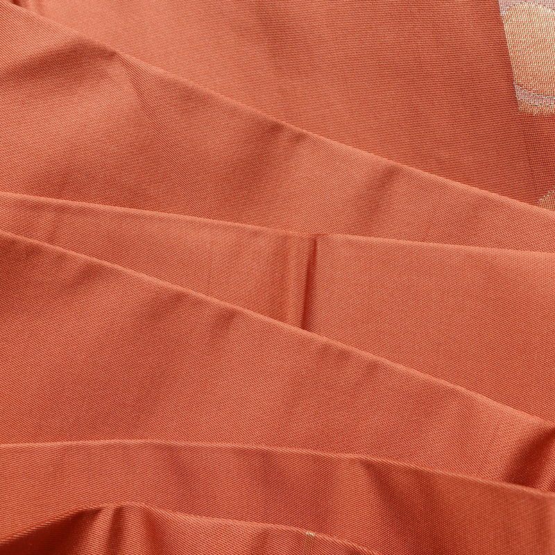 名古屋帯 六通柄 美品 正絹 木の葉・植物柄 名古屋仕立て 箔 帯 サーモンピンク ピンク_画像18