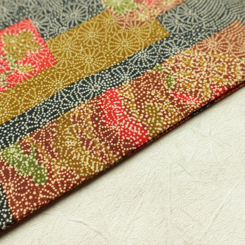 名古屋帯 全通柄 美品 正絹 古典柄 名古屋仕立て 帯 多色使い_画像12