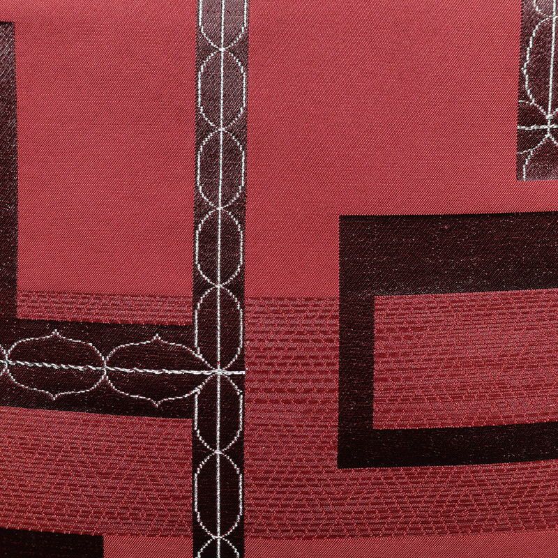 名古屋帯 六通柄 良品 正絹 幾何学柄・抽象柄 名古屋仕立て 一部しつけ糸付き 銀糸 帯 ピンク_画像2