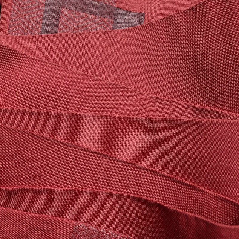 名古屋帯 六通柄 良品 正絹 幾何学柄・抽象柄 名古屋仕立て 一部しつけ糸付き 銀糸 帯 ピンク_画像16