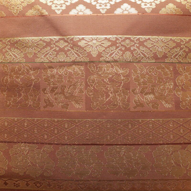 名古屋帯 太鼓柄 良品 正絹 幾何学柄・抽象柄 名古屋仕立て 箔 帯 茶_画像2