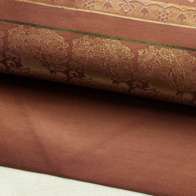 名古屋帯 太鼓柄 良品 正絹 幾何学柄・抽象柄 名古屋仕立て 箔 帯 茶_画像7