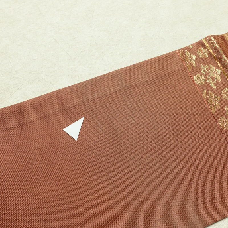 名古屋帯 太鼓柄 良品 正絹 幾何学柄・抽象柄 名古屋仕立て 箔 帯 茶_画像15