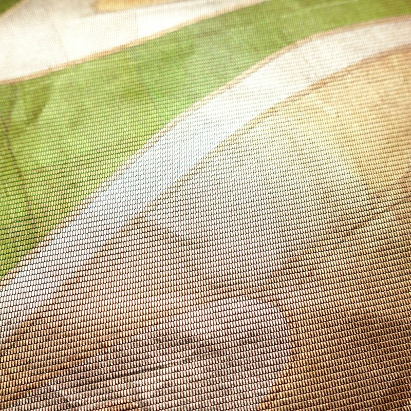 名古屋帯 太鼓柄 正絹 古典柄 名古屋仕立て 箔 帯 茶_画像5