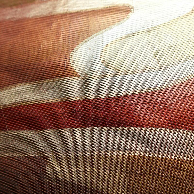 名古屋帯 太鼓柄 正絹 古典柄 名古屋仕立て 箔 帯 茶_画像6