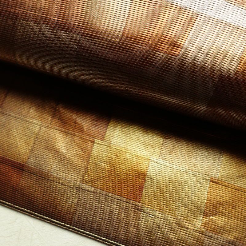 名古屋帯 太鼓柄 正絹 古典柄 名古屋仕立て 箔 帯 茶_画像7