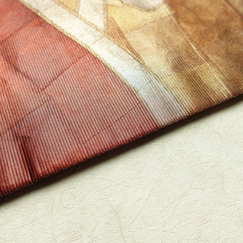 名古屋帯 太鼓柄 正絹 古典柄 名古屋仕立て 箔 帯 茶_画像11