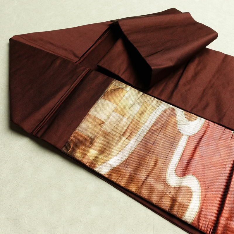 名古屋帯 太鼓柄 正絹 古典柄 名古屋仕立て 箔 帯 茶_画像20