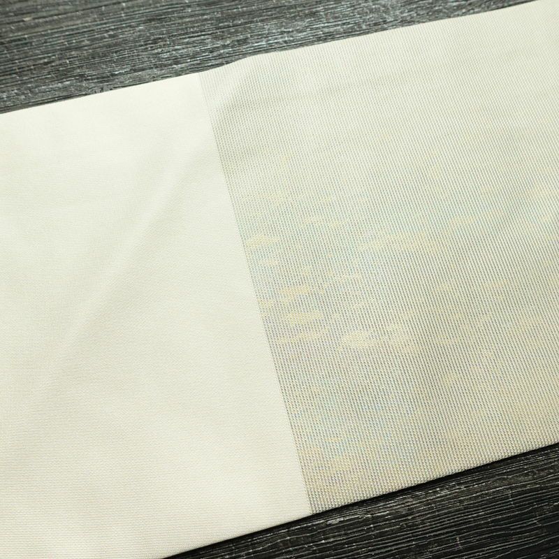 名古屋帯 太鼓柄 良品 正絹 木の葉・植物柄 名古屋仕立て 箔 帯 緑・うぐいす色_画像14