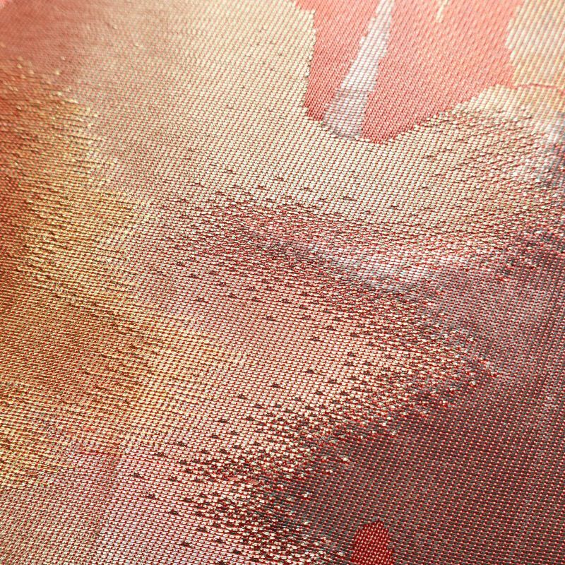 名古屋帯 六通柄 正絹 木の葉・植物柄 名古屋仕立て 箔 帯 ピンク_画像3