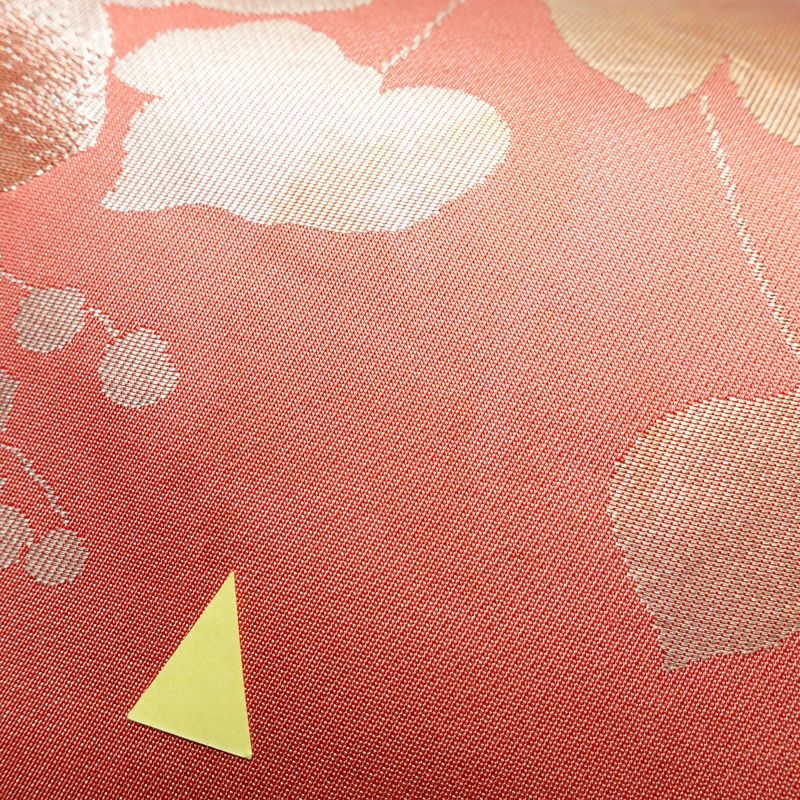 名古屋帯 六通柄 正絹 木の葉・植物柄 名古屋仕立て 箔 帯 ピンク_画像5