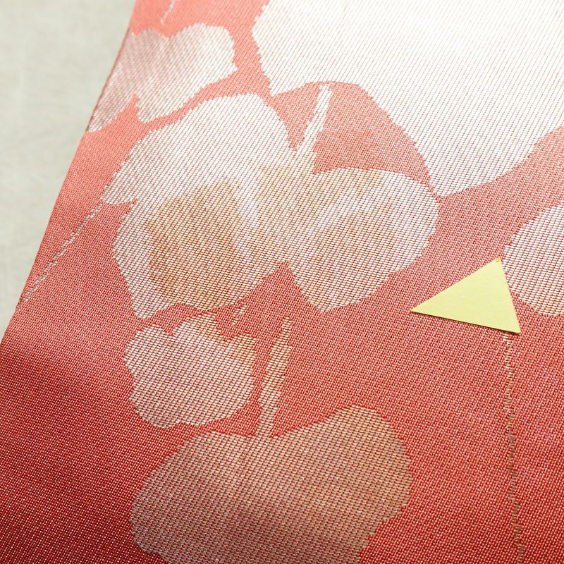 名古屋帯 六通柄 正絹 木の葉・植物柄 名古屋仕立て 箔 帯 ピンク_画像6