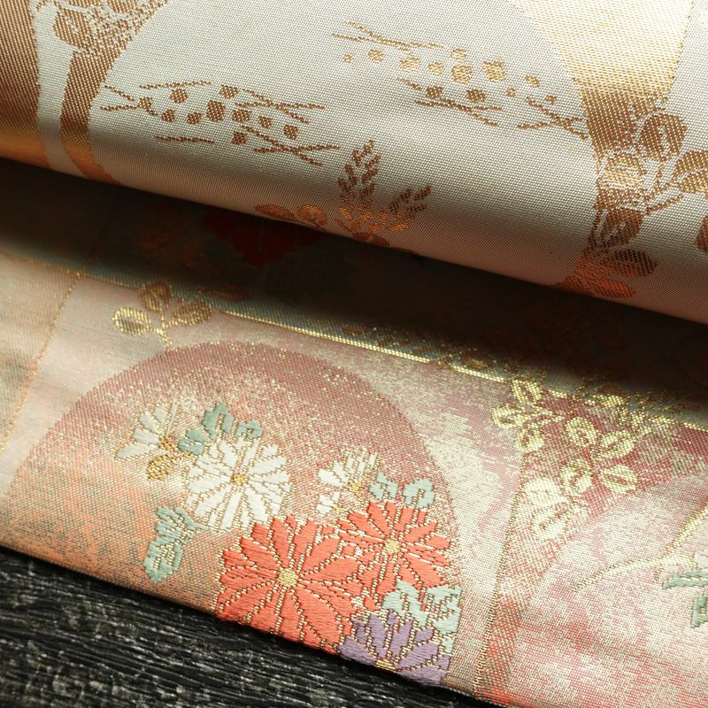 名古屋帯 六通柄 正絹 古典柄 名古屋仕立て 箔 帯 多色使い_画像7