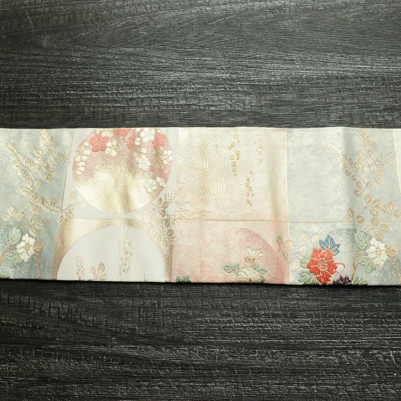 名古屋帯 六通柄 正絹 古典柄 名古屋仕立て 箔 帯 多色使い_画像13