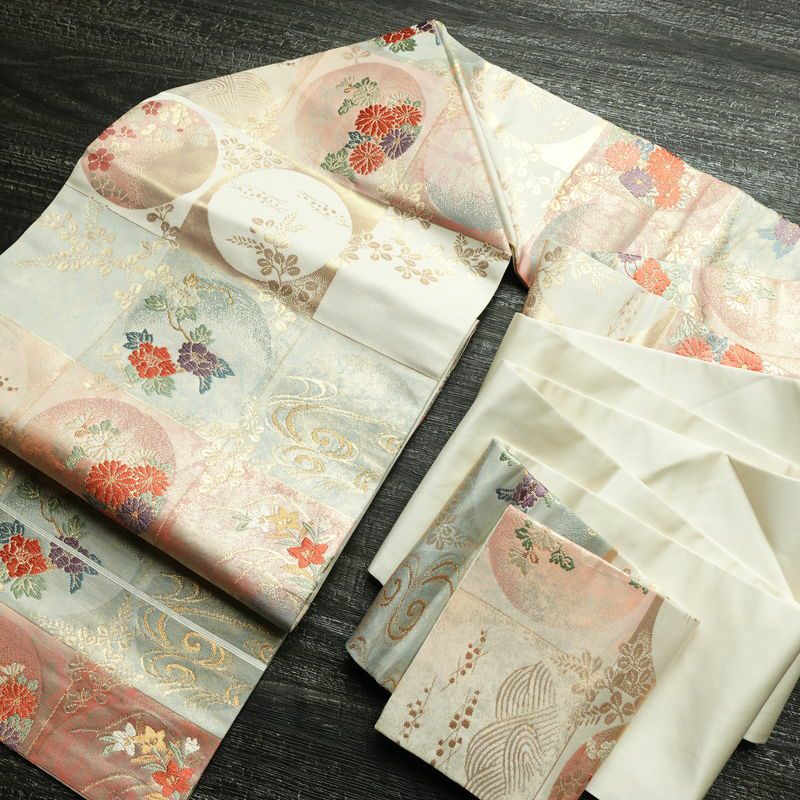 名古屋帯 六通柄 正絹 古典柄 名古屋仕立て 箔 帯 多色使い_画像17