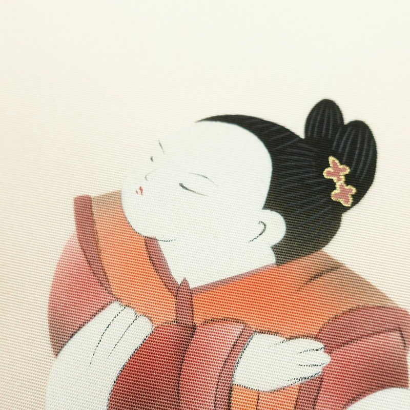 名古屋帯 太鼓柄 落款入り 正絹 人物・動物柄 名古屋仕立て 箔 帯 ピンク_画像3