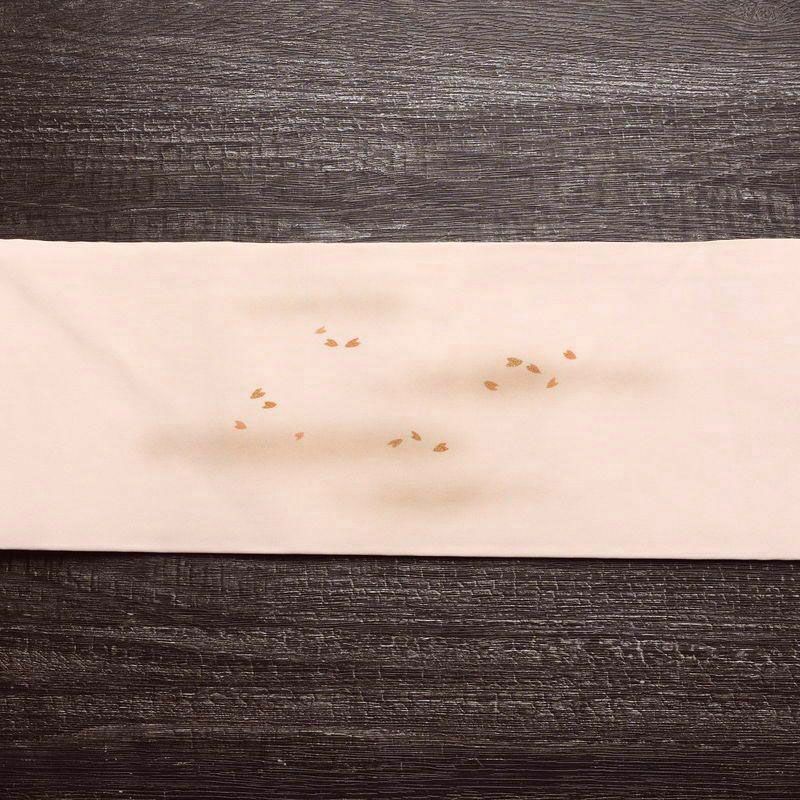 名古屋帯 太鼓柄 落款入り 正絹 人物・動物柄 名古屋仕立て 箔 帯 ピンク_画像12