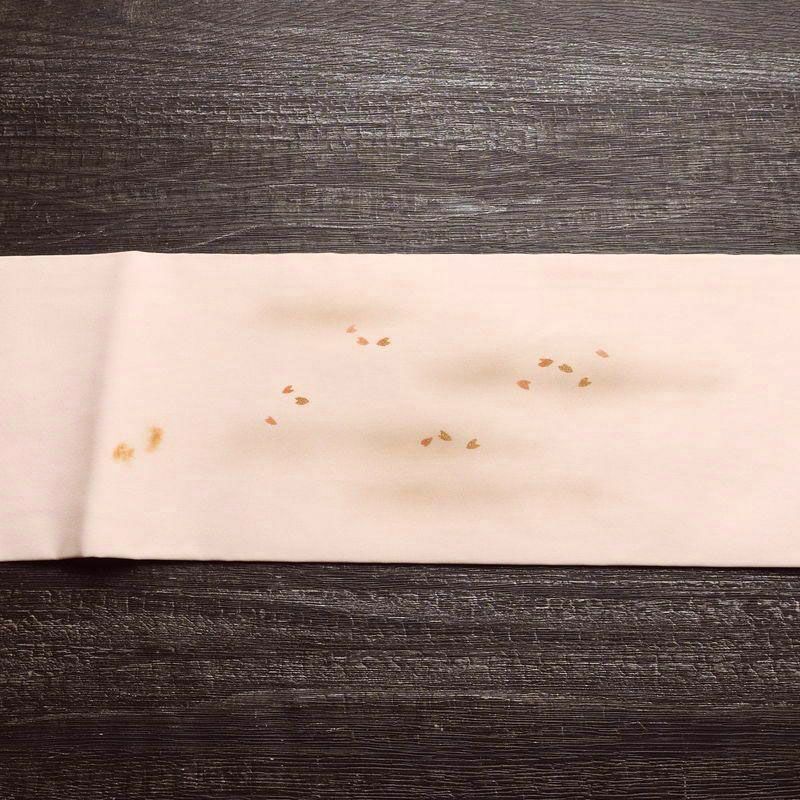 名古屋帯 太鼓柄 落款入り 正絹 人物・動物柄 名古屋仕立て 箔 帯 ピンク_画像13