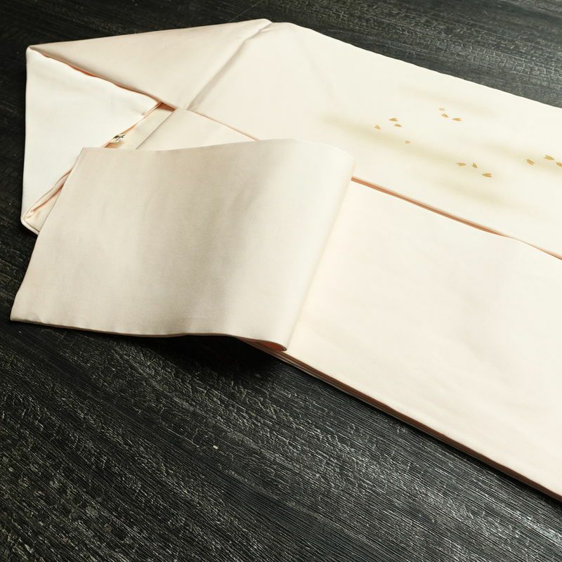 名古屋帯 太鼓柄 落款入り 正絹 人物・動物柄 名古屋仕立て 箔 帯 ピンク_画像21