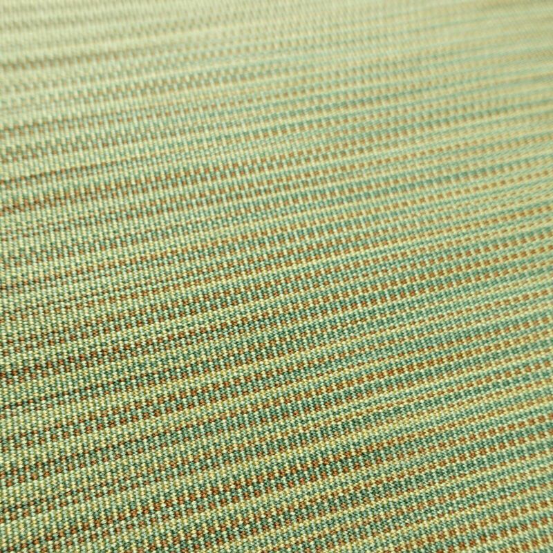 名古屋帯 全通柄 良品 正絹 縞柄・線柄 松葉仕立て 帯 緑・うぐいす色_画像6