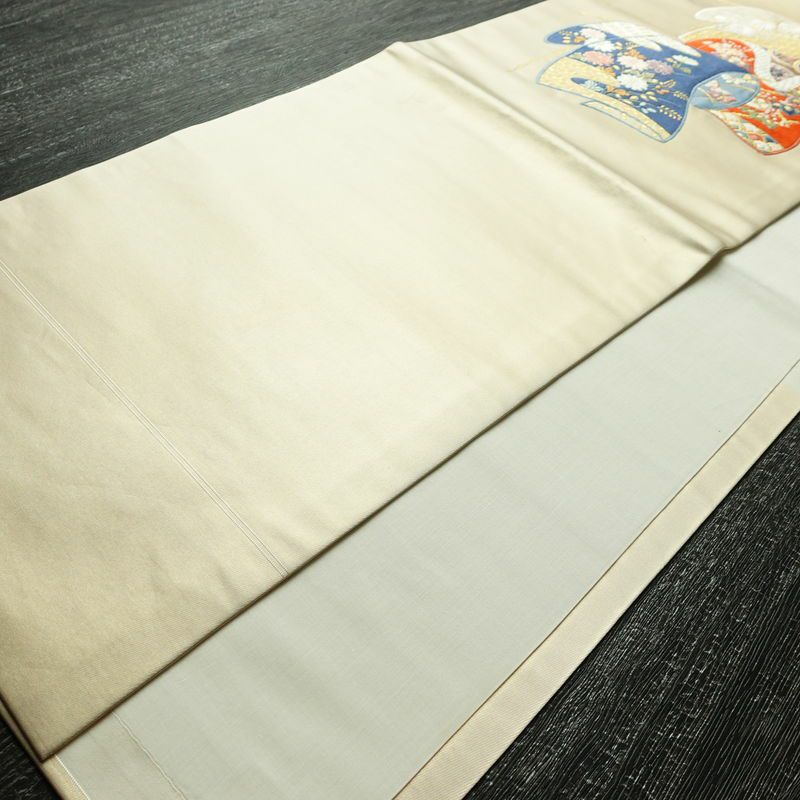 名古屋帯 太鼓柄 良品 正絹 古典柄 通し仕立て 刺繍 金糸 銀糸 帯 ベージュ_画像8