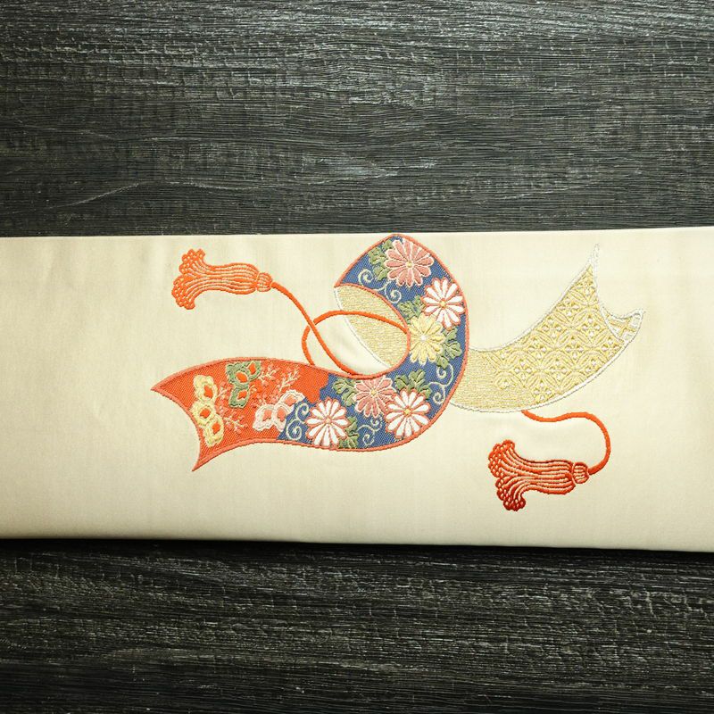 名古屋帯 太鼓柄 良品 正絹 古典柄 通し仕立て 刺繍 金糸 銀糸 帯 ベージュ_画像14