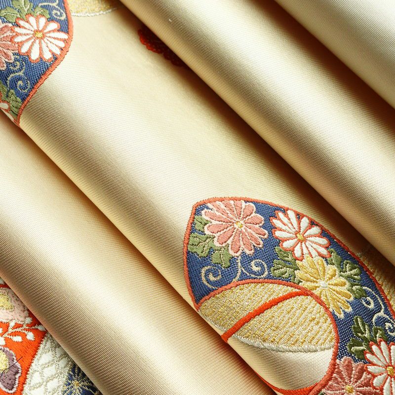 名古屋帯 太鼓柄 良品 正絹 古典柄 通し仕立て 刺繍 金糸 銀糸 帯 ベージュ_画像21