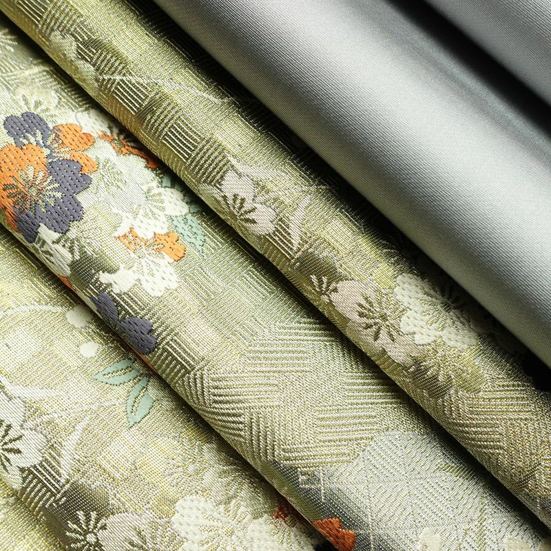 袋帯 六通柄 美品 フォーマル用 正絹 桜 花柄 箔 帯 グレー_画像19