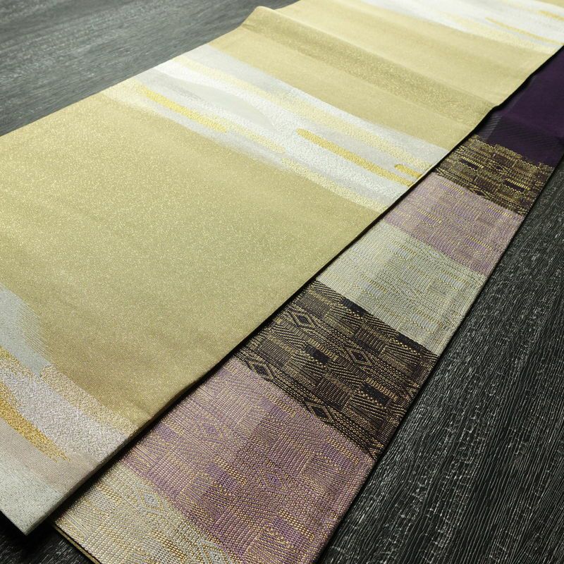 袋帯 六通柄 良品 フォーマル用 正絹 幾何学柄・抽象柄 箔 金糸 帯 金・銀_画像8