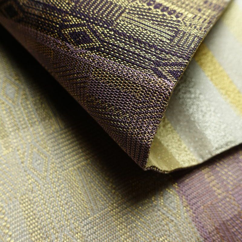 袋帯 六通柄 良品 フォーマル用 正絹 幾何学柄・抽象柄 箔 金糸 帯 金・銀_画像10