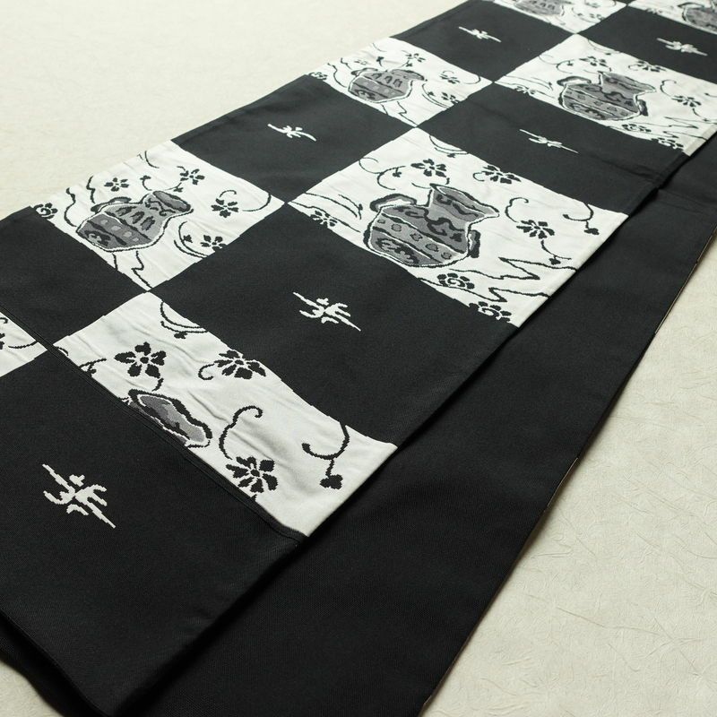 袋帯 六通柄 一般用 正絹 その他の柄 帯 黒_画像8