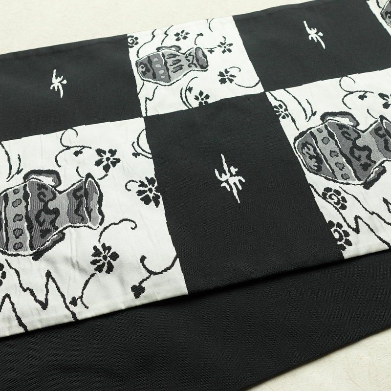 袋帯 六通柄 一般用 正絹 その他の柄 帯 黒_画像10