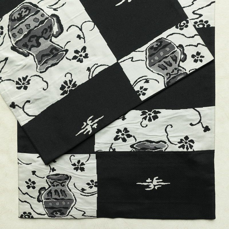 袋帯 六通柄 一般用 正絹 その他の柄 帯 黒_画像12