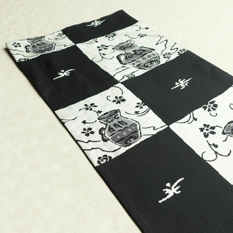 袋帯 六通柄 一般用 正絹 その他の柄 帯 黒_画像17