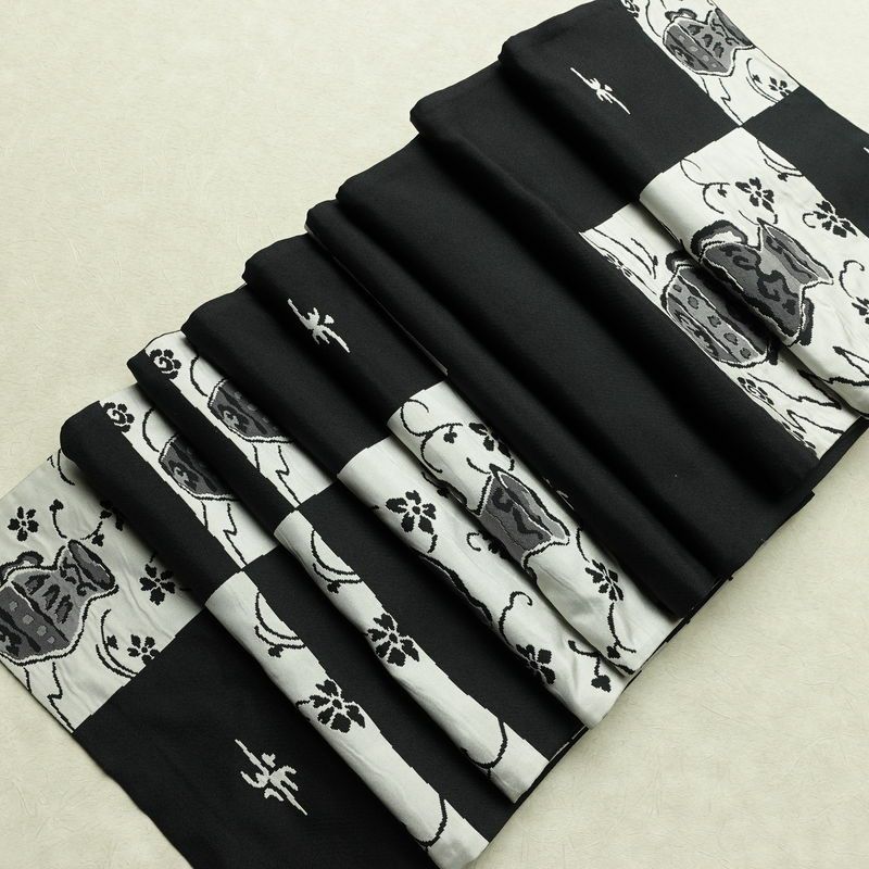 袋帯 六通柄 一般用 正絹 その他の柄 帯 黒_画像20