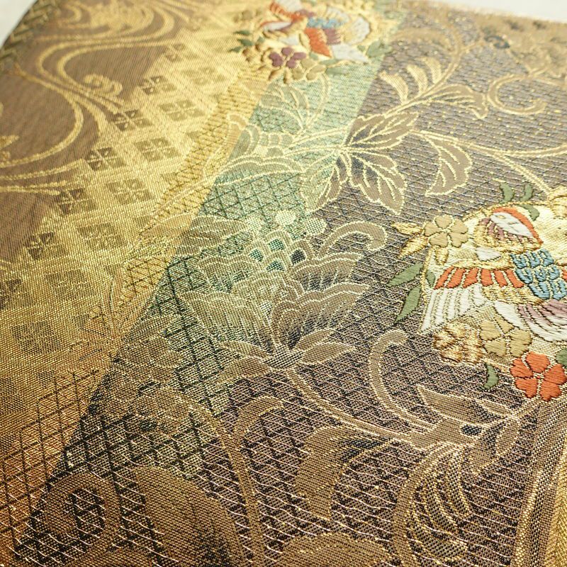 袋帯 六通柄 フォーマル用 正絹 幾何学柄・抽象柄 箔 金糸 帯 多色使い_画像3