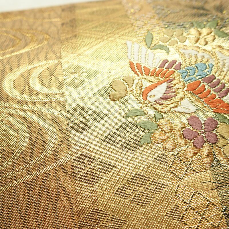 袋帯 六通柄 フォーマル用 正絹 幾何学柄・抽象柄 箔 金糸 帯 多色使い_画像6