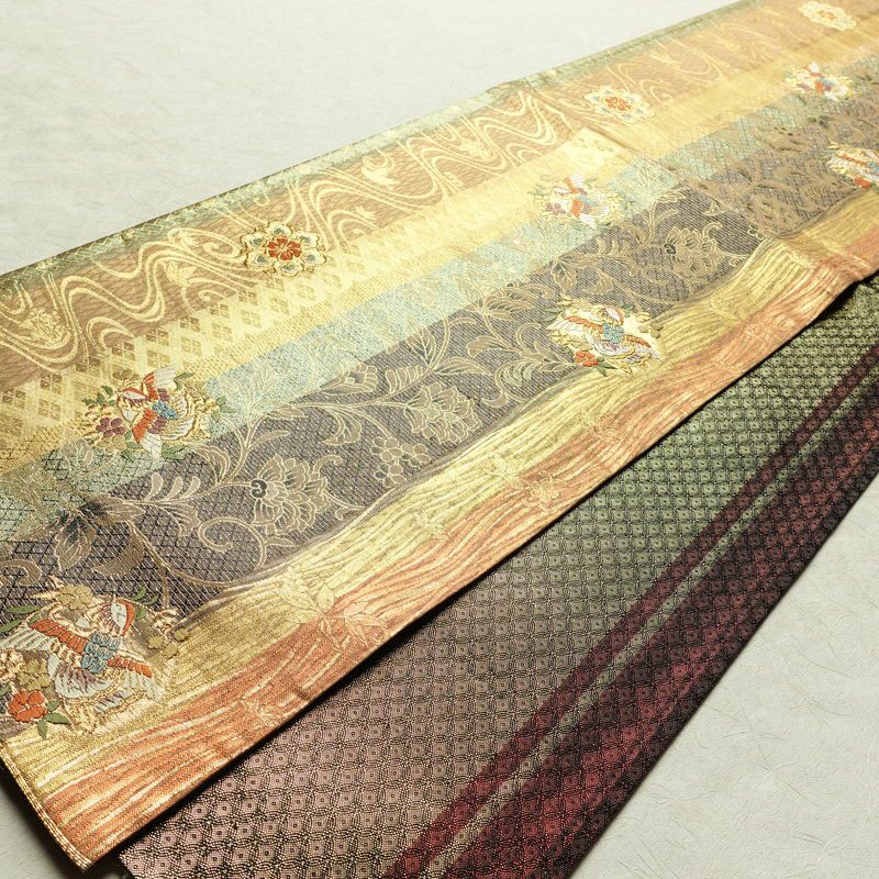 袋帯 六通柄 フォーマル用 正絹 幾何学柄・抽象柄 箔 金糸 帯 多色使い_画像9
