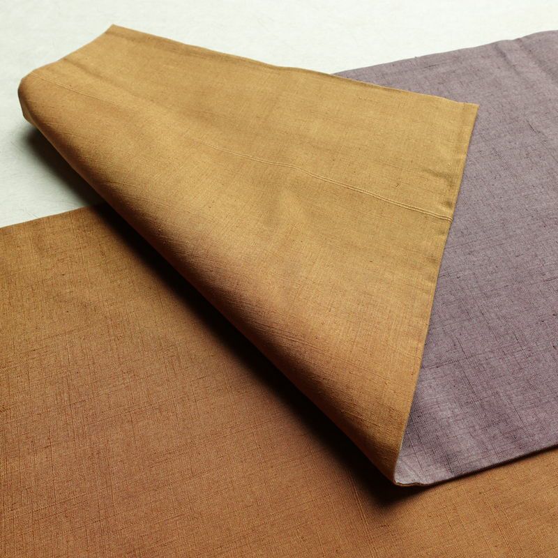 袋帯 太鼓柄 紬地 落款入り 一般用 正絹 木の葉・植物柄 金彩 帯 紫・藤色_画像8