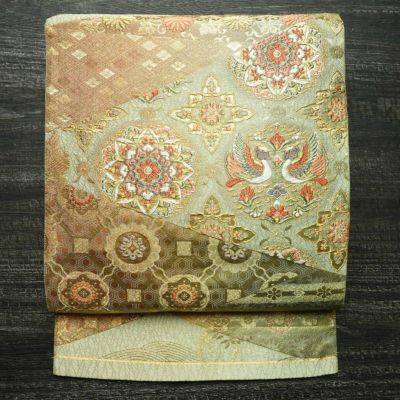 袋帯 六通柄 フォーマル用 正絹 花柄 箔 帯 入学式 卒業式 結婚式 金