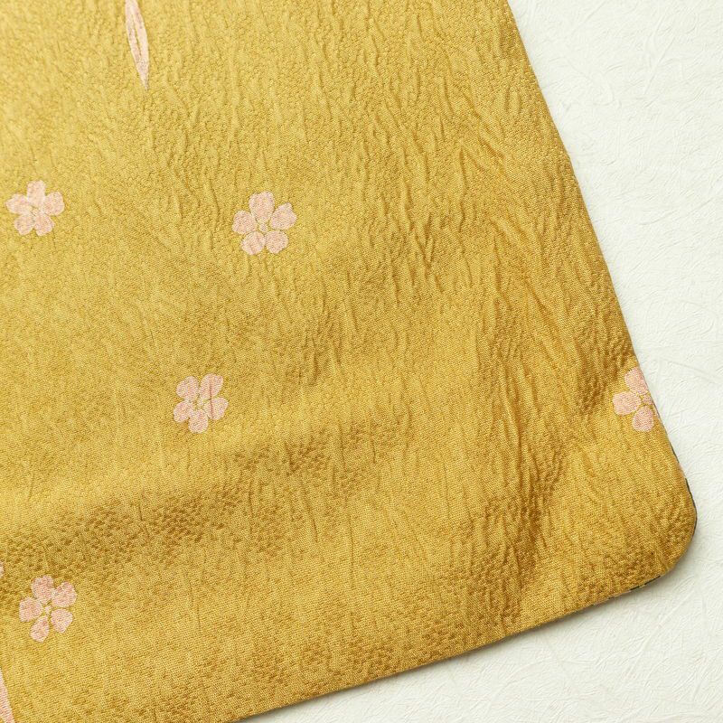 訪問着 正絹 花柄 袷仕立て 身丈159cm 裄丈65cm 箔 金彩 フォーマル 着物 黄・黄土色_画像15