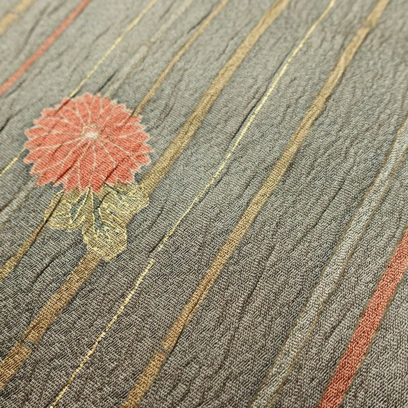 訪問着 良品 正絹 古典柄 袷仕立て 身丈166.5cm 裄丈69.5cm 一部しつけ糸付き 金彩 フォーマル 着物 緑・うぐいす色_画像10