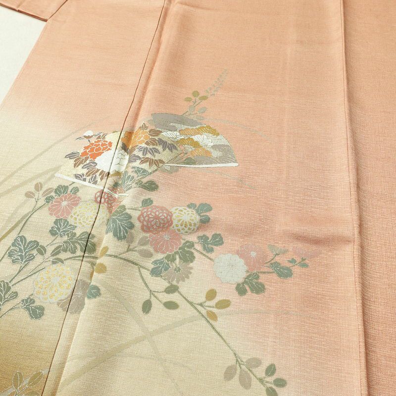 訪問着 良品 しつけ糸付き 正絹 古典柄 袷仕立て 身丈162.5cm 裄丈66cm 箔 フォーマル 着物 ピンク_画像5