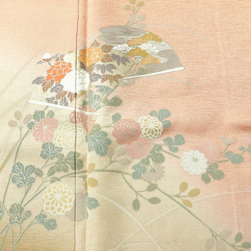 訪問着 良品 しつけ糸付き 正絹 古典柄 袷仕立て 身丈162.5cm 裄丈66cm 箔 フォーマル 着物 ピンク_画像6